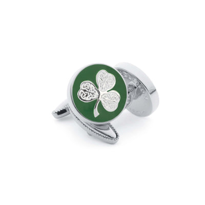 The Shamrock Cufflink in Green and Silver