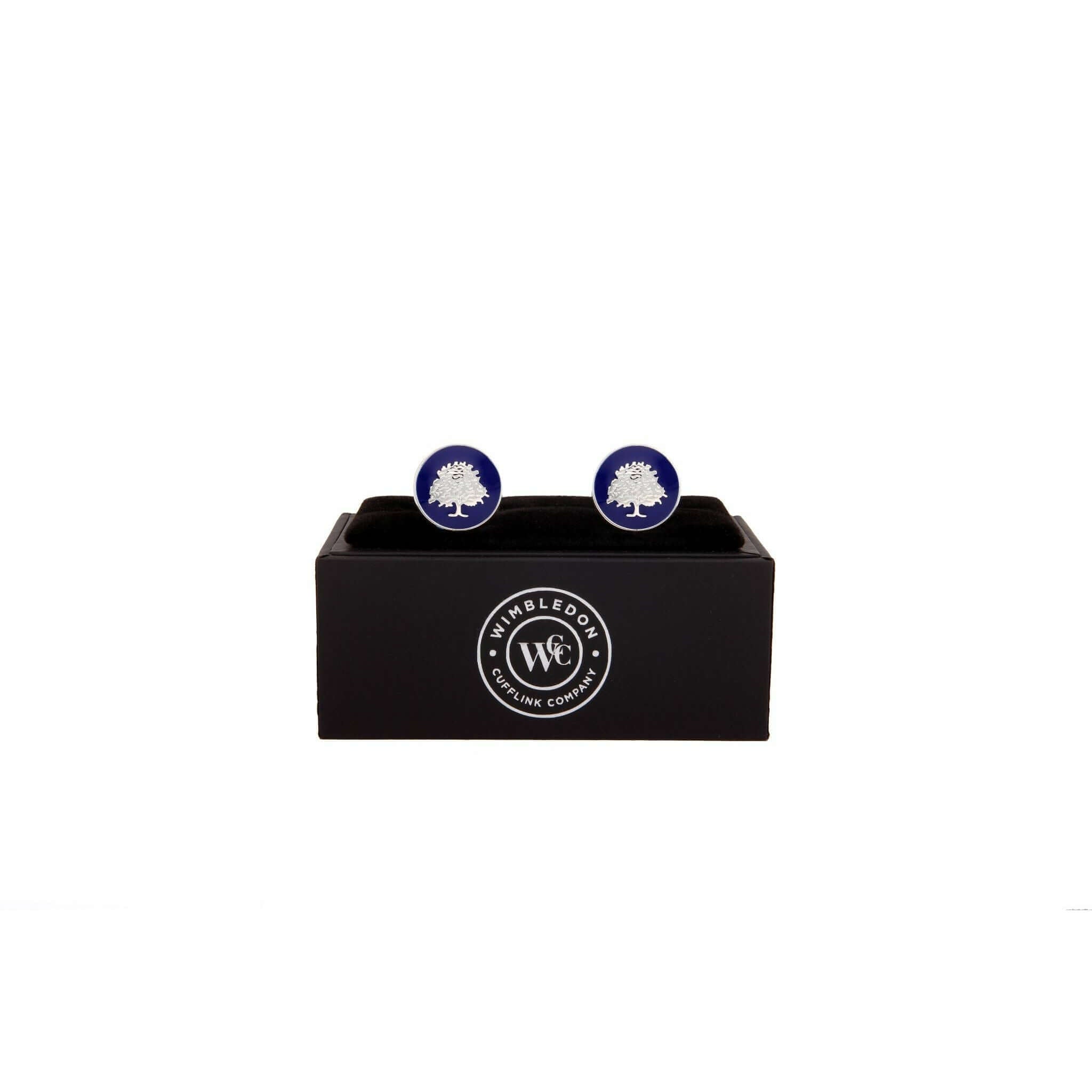 The Oak Cufflink in blue and silver
