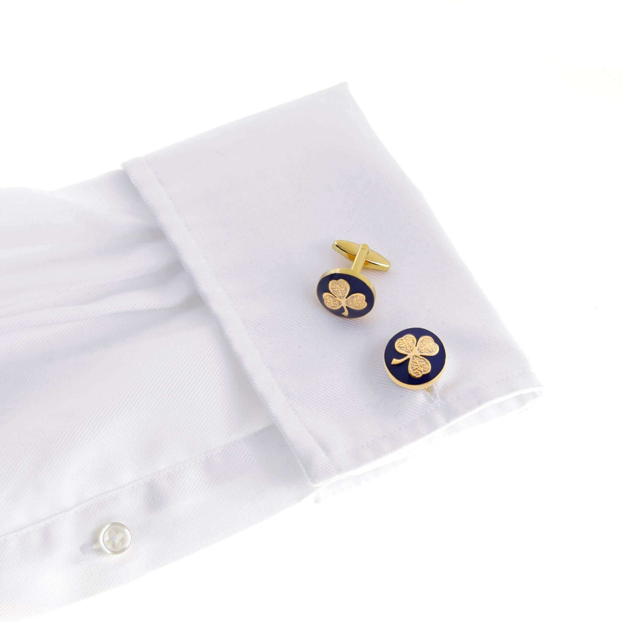 The Shamrock Cufflink in Blue and Gold