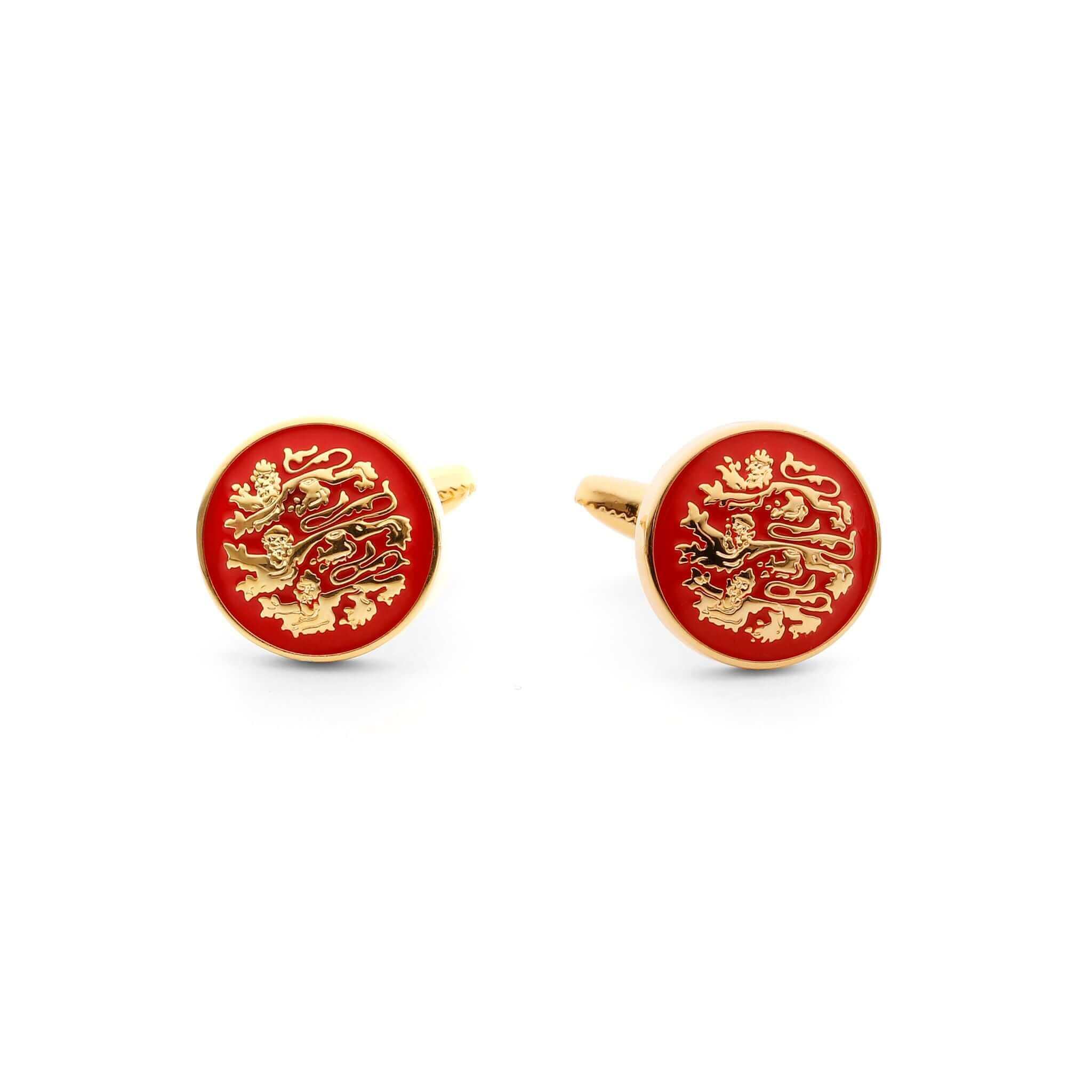 Three English Lions Gold Cufflink