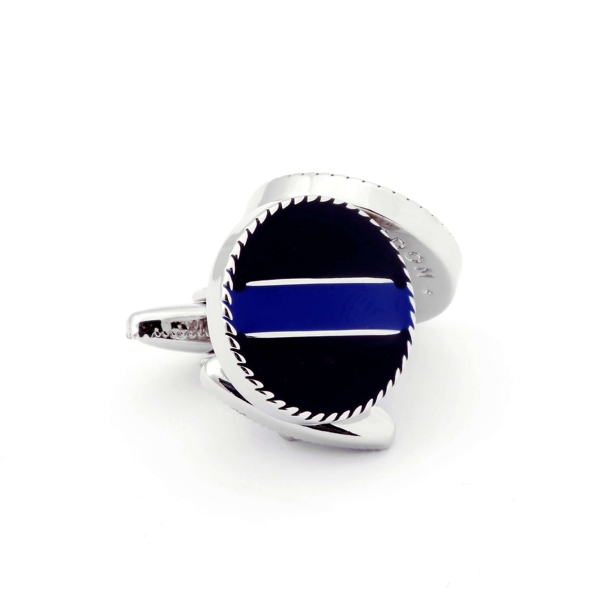 Thin blue line police cufflinks - a tribute to law enforcement officers.