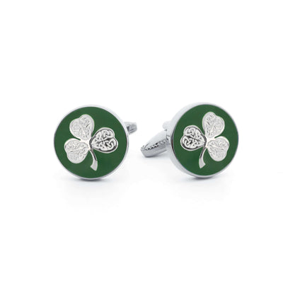 The Shamrock Cufflink in Green and Silver