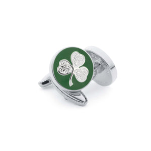 The Shamrock Cufflink in Green and Silver