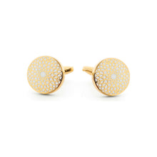 White and gold Big Ben cufflinks showcasing intricate design inspired by London's iconic Big Ben clock, merging elegance and history.