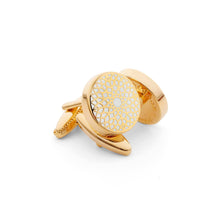 Exquisite white and gold Big Ben Cufflink showcasing intricate design inspired by London's iconic clock tower.
