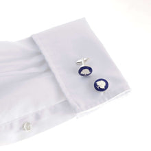The Oak Cufflink in blue and silver