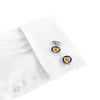 Scottish Shield Silver Cufflinks on a white cotton shirt, featuring the Lion Rampant design, adding a touch of tradition and elegance.