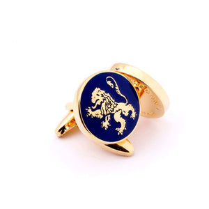 The English Lion Cufflink in blue and gold
