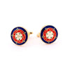 Tudor Rose Gold Cufflinks with red and white rose design symbolizing English heritage and unity.