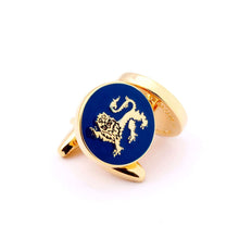 The English Leopard Gold Cufflink - Royal Arms of England Donned on Blue and Gold Enamel.